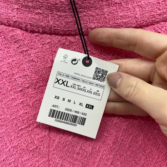 NEW Zara Pink Tweed Textured Midi Skirt Plus Size XXL - Picture 7 of 7